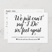 『6フィート離れて』延期になった結婚式の日程変更 案内ポストカード (正面/裏面)