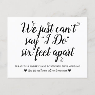 「6フィート離れて」延期　日程変更の結婚式 案内ポストカード