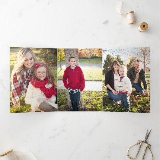 6フォトウォーターカラー3重クリスマスカード 三つ折りクリスマスカード (内部)