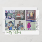 6フォトオフセット – スクリプトメリークリスマス – 緑 シーズンカード (正面)