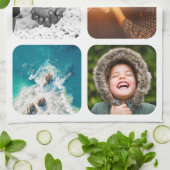 6フォトキッチンタオルテンプレートグリッド丸い枠 キッチンタオル (折り畳み)