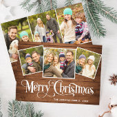 6フォトクリスマスブラウン素朴ウッドの挨拶 シーズンカード