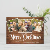 6フォトクリスマスブラウン素朴ウッドの挨拶 シーズンカード (スタンド正面)