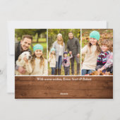 6フォトクリスマスブラウン素朴ウッドの挨拶 シーズンカード (裏面)