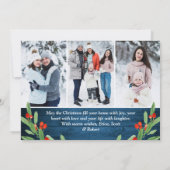 6フォトクリスマスブルー素朴ウッドの挨拶 シーズンカード (裏面)