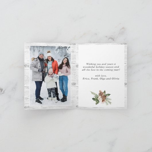 6フォトクリスマス素朴樺の木樹皮あいさつ シーズンカード (内部)