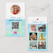 6フォトグ食べ物を与えリッドソーシャルメディア青ホログラフィック 名刺 (正面/裏面)