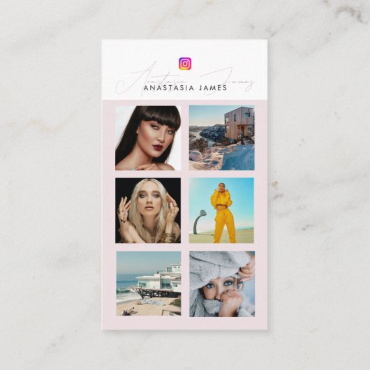 6フォトグ食べ物を与えリッドソーシャルメディア2 QRコード 名刺 (裏面)