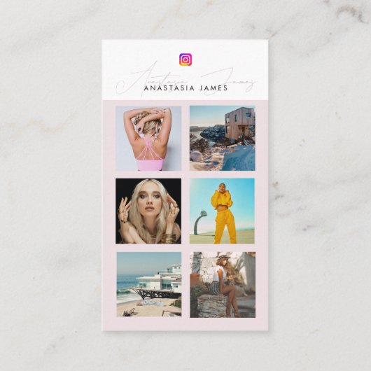 6フォトグ食べ物を与えリッドソーシャルメディア2 QRコードWebサイト 名刺 (裏面)