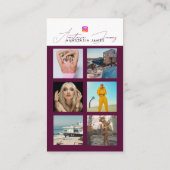 6フォトグ食べ物を与えリッドソーシャルメディアQRコードバーガンディ 名刺 (裏面)