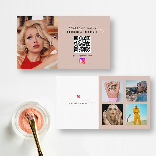 6フォトグ食べ物を与えリッドソーシャルメディアQRコードビジネス 名刺