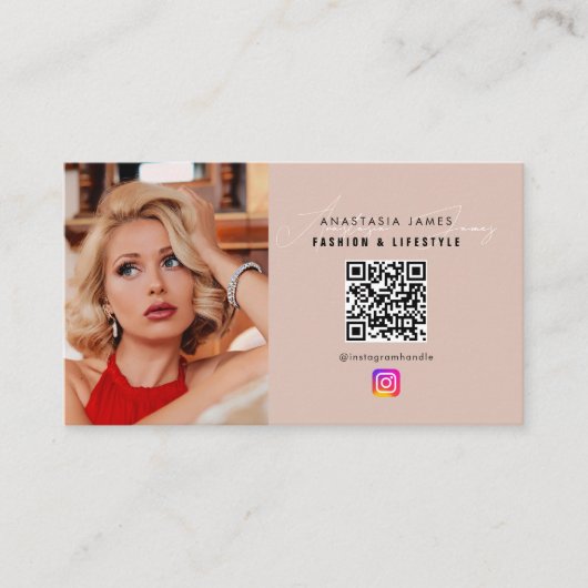 6フォトグ食べ物を与えリッドソーシャルメディアQRコードビジネス 名刺 (正面)