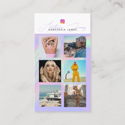 6フォトグ食べ物を与えリッドソーシャルメディアQRコードホログラフィック 名刺 (裏面)