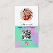 6フォトグ食べ物を与えリッドソーシャルメディアQRコードホログラフィック 名刺 (正面)