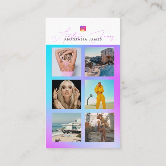 6フォトグ食べ物を与えリッドソーシャルメディアQRコードホログラフィック 名刺 (裏面)