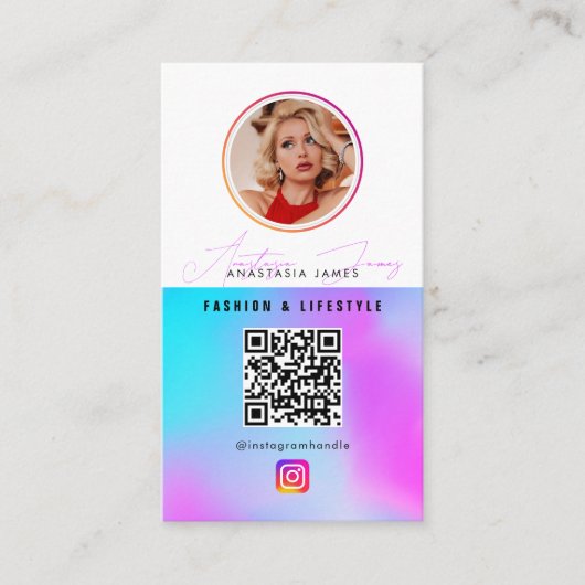 6フォトグ食べ物を与えリッドソーシャルメディアQRコードホログラフィック 名刺 (正面)