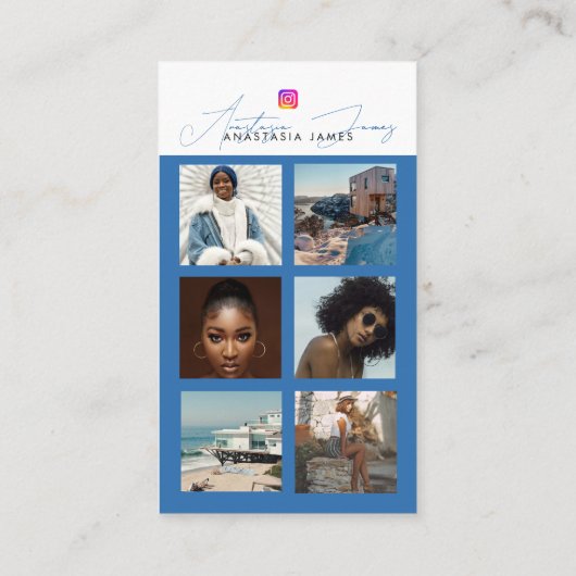 6フォトグ食べ物を与えリッドソーシャルメディアQRコード 名刺 (裏面)