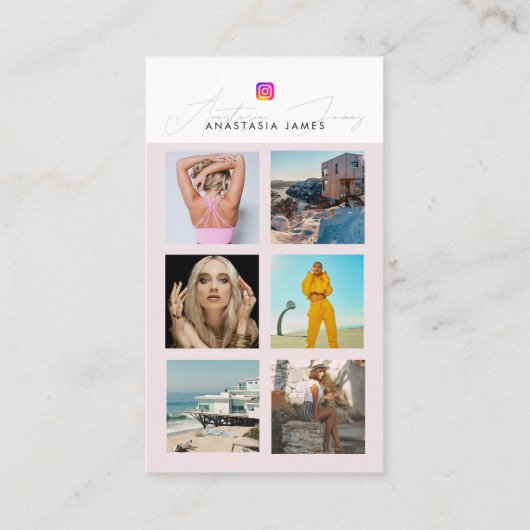 6フォトグ食べ物を与えリッドソーシャルメディアQRコード 名刺 (裏面)