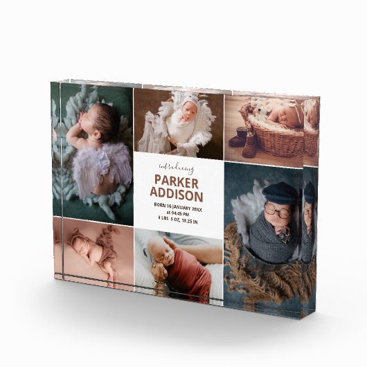 6フォトコモダンラージュグリッド生まれたばかりのベビー誕生アン フォトブロック (右)