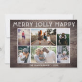 6フォトコラージウッドハッピーメリークすてきクリスマス シーズンカード (正面)