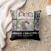 6フォトコラージクリスマスファミリーブラック クッション (ブランケット)