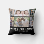 6フォトコラージクリスマスファミリーブラック クッション (裏面)