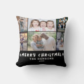 6フォトコラージクリスマスファミリーブラック クッション (正面)