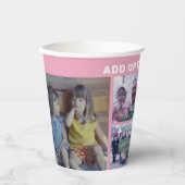 6フォトコラージグリッド – カスタム文字赤面ピンク 紙コップ (正面)