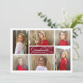 6フォトコラージブルゴーニュカスタム卒業式 招待状 (スタンド正面)