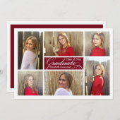 6フォトコラージブルゴーニュカスタム卒業式 招待状 (正面/裏面)