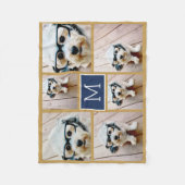 6フォトコラージミニマリストあなたのモノグラム海軍を追加 フリースブランケット (正面)