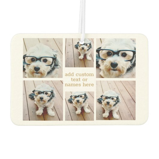 6フォトコラージミニマル – 金ゴールドと白 カーエアーフレッシュナー (裏面)