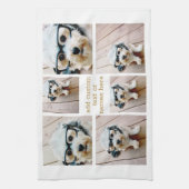 6フォトコラージミニマル – 金ゴールドと白 キッチンタオル (縦)