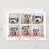 6フォトコラージメリークリスマススクリプトレッドスターズ シーズンカード (正面)