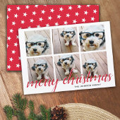 6フォトコラージメリークリスマススクリプトレッドスターズ シーズンカード