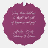 6フォトコラージメリークリスマスファミリー オーナメントカード (裏面)