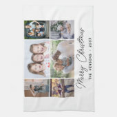 6フォトコラージメリークリスマスファミリー キッチンタオル (縦)