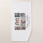 6フォトコラージメリークリスマスファミリー バスタオル (バスタオル)