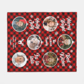 6フォトコラージュおばあちゃんオーナメントバッファロープレイド フリースブランケット (正面(横))