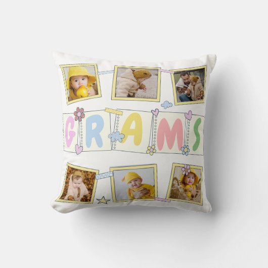 6フォトコラージュかわいいベビーピンクブルーグラニー クッション (正面)