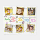 6フォトコラージュかわいいベビーピンクブルーグラニー フリースブランケット (正面(横))