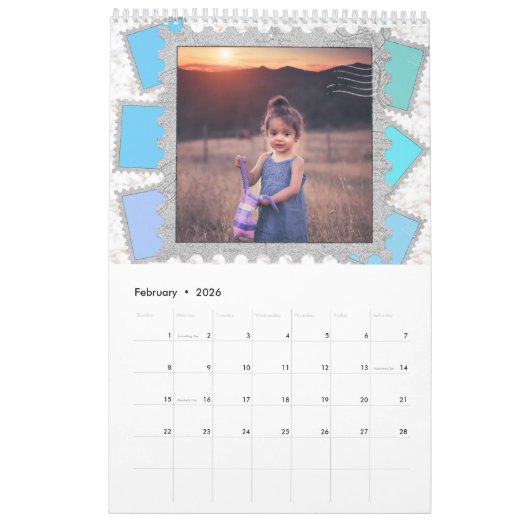 6フォトコラージュかわいいベビーファミリーラブグラニー カレンダー (2月 2026)