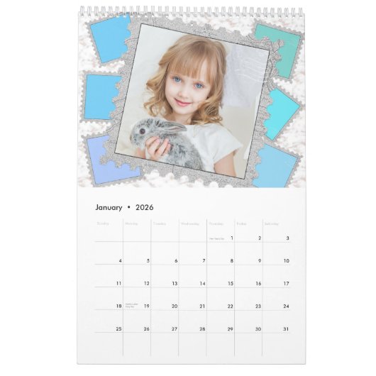 6フォトコラージュかわいいベビーファミリーラブグラニー カレンダー (1月 2026)