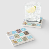 6フォトコラージュかわいいベビーファミリーラブグラニー ストーンコースター (横)