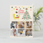 6フォトコラージュかわいいモダンクリスマスグリーティング カード (スタンド正面)