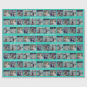 6フォトコラージュとハッピーホリデー文字アクアティール(緑がかった色) ラッピングペーパー (フラット)