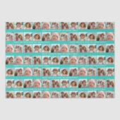 6フォトコラージュとハッピーホリデー文字アクアティール（緑がかった色） 薄葉紙 (正面)