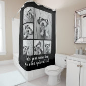 6フォトコラージュとピンク独身のモノグラム シャワーカーテン (インサイチュ)