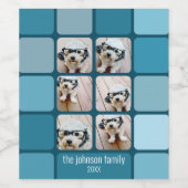 6フォトコラージュとブルースレトロフォント名 ワインラベル (シングルラベル)