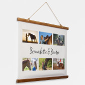 6フォトコラージュと名前馬好き 吊り下げ型タペストリー (傾斜あり)